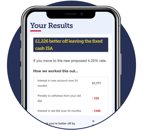 MSE's 'Ditch my fixed cash ISA?' calculator.