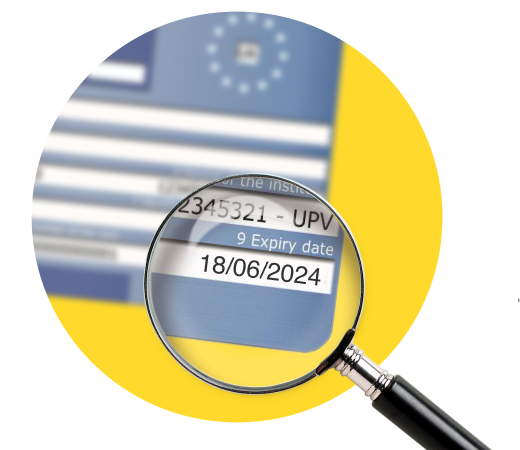 Corner of a European Health Insurance Card, with the expiry date, of 18 June 2024, shown through a magnifying glass. Image links to our Free EHIC and GHIC guide.
